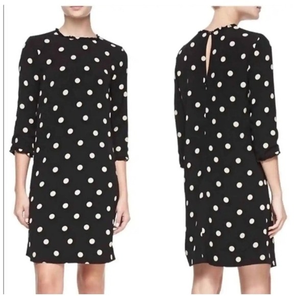 Kate Spade New York Dresses & Skirts - Kate Spade Polka Dot Shift Dress S Ruffle Coquette Work Going Out Party Retro
